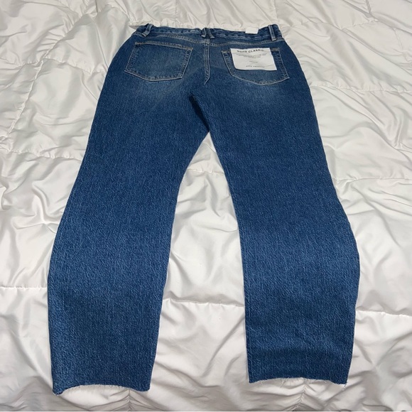 NWT Good American Good Classic Slim Straight Jeans sz 12 31 Medium Blue Raw Hem - Picture 9 of 9